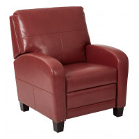 OSP Home Furnishings BP-WLRC-BD39 Wellington Recliner in Merlot Bonded Leather with Antique Bronze Nail heads and Dark Espresso Legs